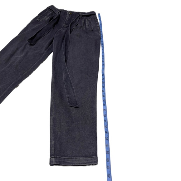 NWT VERY J Belted Bow Zip Button Relaxed fit Baggy Black Denim Jeans - Picture 5 of 7